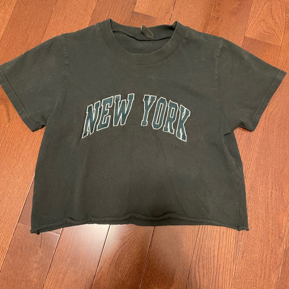 John Galt/Brandy Melville embroidered New York cropped tee